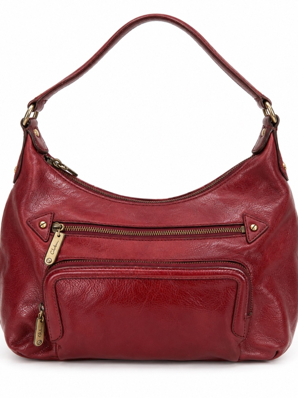 Cole Haan deep red leather hobo bag.
